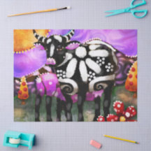 Whimsical Abstract Moeder & Baby Koe Decoupage