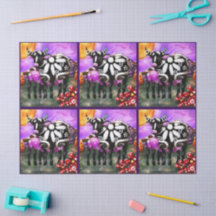 Whimsical Abstract Moeder & Baby Koe Decoupage