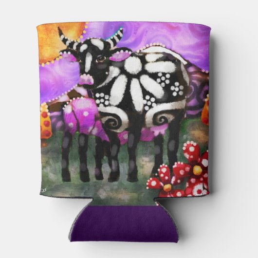 Whimsical Abstract Momma & Baby Cow Funky Farm Blikjeskoeler (Achterkant)