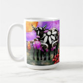 Whimsical Abstract Momma & Baby Cow Funky Farm Koffiemok (Links)