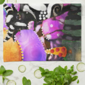 Whimsical Abstract Momma & Baby Cow Funky Farm Theedoek (Gevouwen)