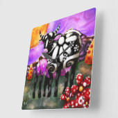 Whimsical Abstract Momma & Baby Cow Funky Farm Vierkante Klok (Hoek)