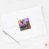 Whimsical Abstract Momma & Baby Cow Funky Farm Vierkante Sticker (Envelop)