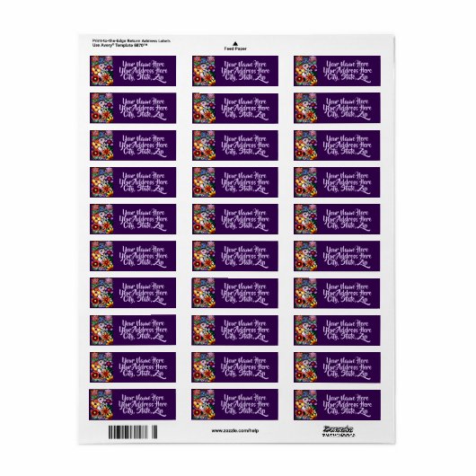 Whimsical Abstract Puffin Return Address Label (Full Sheet)