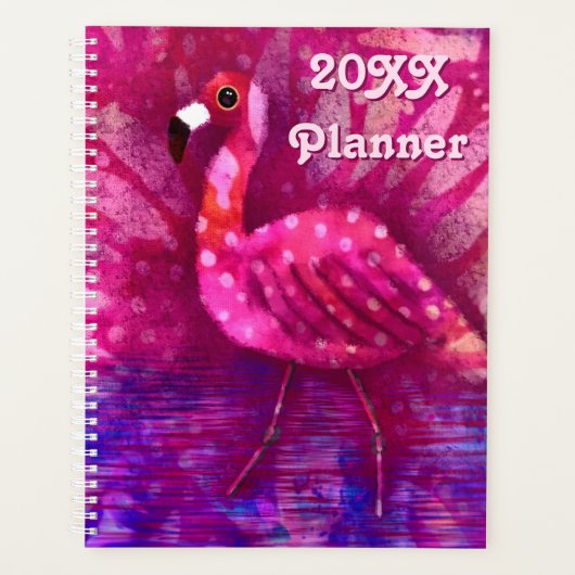 Whimsical Abstract Roze Flamingo Groen Paarse Planner (Voorkant)