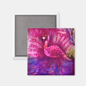 Whimsical Abstract Roze Flamingo Paarse Groen Magneet (Voorkant / Achterkant)