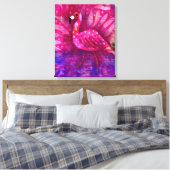 Whimsical Abstract Roze Flamingo Tropisch Canvas Afdruk (Insitu (Slaapkamer))