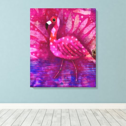 Whimsical Abstract Roze Flamingo Tropisch Canvas Afdruk (Insitu (Houten vloer))