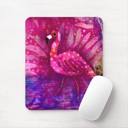 Whimsical Abstract Roze Flamingo Tropisch Muismat (Met muis)