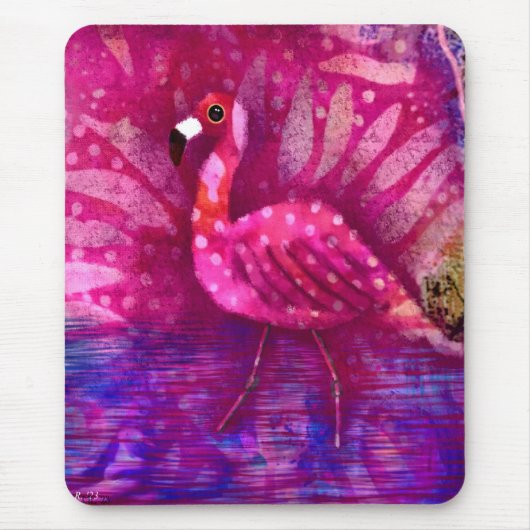 Whimsical Abstract Roze Flamingo Tropisch Muismat (Voorkant)