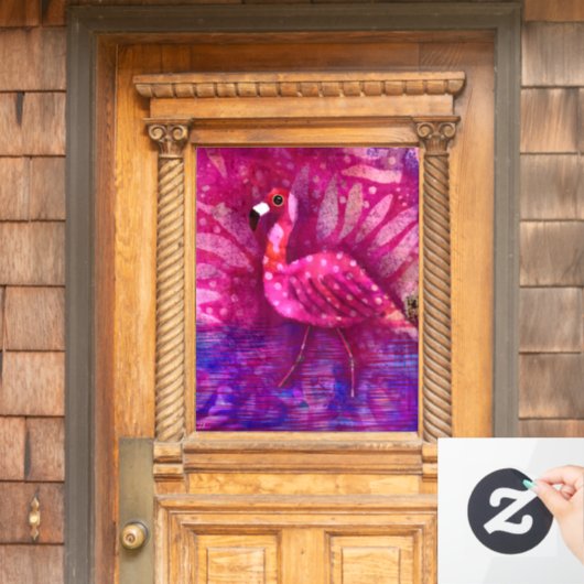 Whimsical Abstract Roze Flamingo Tropisch Raamsticker (Huis Deur)