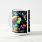 Whimsical Abstract Toekan Vogel Persoonlijk Koffiemok (Voorkant links)