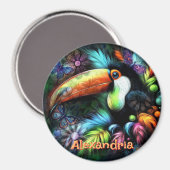 Whimsical Abstract Toekan Vogel Persoonlijk Magneet (Voorkant / Achterkant)