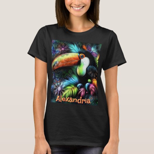 Whimsical Abstract Toekan Vogel Persoonlijk T-shirt (Voorkant)