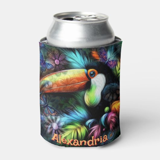 Whimsical Abstract Toucan Bird Personalized Blikjeskoeler (Blikje Voorkant)
