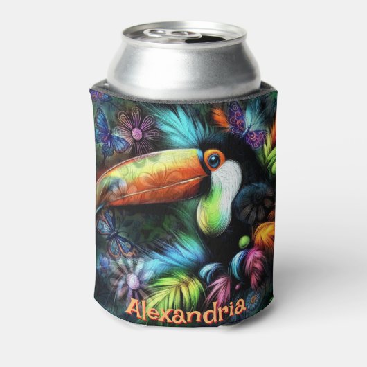 Whimsical Abstract Toucan Bird Personalized Blikjeskoeler (Blikje Achterkant)