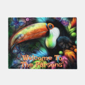 Whimsical Abstract Toucan Bird Personalized Deurmat (Voorkant)