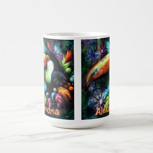 Whimsical Abstract Toucan Bird Personalized Koffiemok (Center)