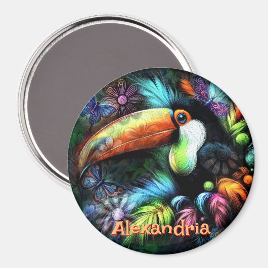 Whimsical Abstract Toucan Bird Personalized Magneet (Voorkant / Achterkant)