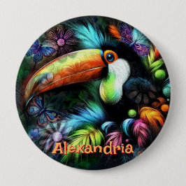 Whimsical Abstract Toucan Bird Personalized Ronde Button 4,0 Cm