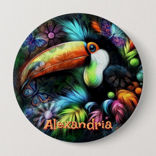 Whimsical Abstract Toucan Bird Personalized Ronde Button 4,0 Cm (Voorkant)