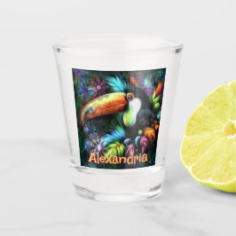Whimsical Abstract Toucan Bird Personalized Shot Glas
