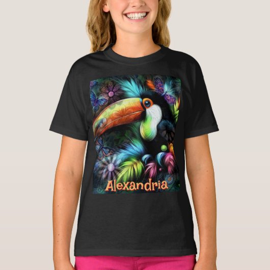 Whimsical Abstract Toucan Bird Personalized T-shirt (Voorkant)