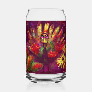 Whimsical Abstract Turkije Bloemen Rood Geel Blikvorm Glas