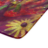 Whimsical Abstract Turkije Bloemen Rood Geel Snijplank (Hoek)