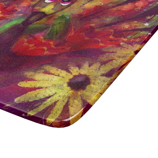 Whimsical Abstract Turkije Bloemen Rood Geel Snijplank (Hoek)