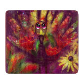 Whimsical Abstract Turkije Bloemen Rood Geel Snijplank (Voorkant)