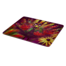 Whimsical Abstract Turkije Bloemen Rood Geel Snijplank