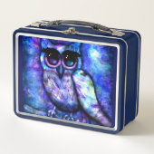 Whimsical Abstract Uil Big-Eyed Blue Paarse (Voorkant)