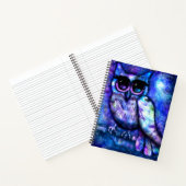 Whimsical Abstract Uil Big-Eyed Blue Paarse Notitieboek (Binnen)