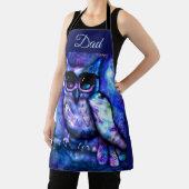 Whimsical Abstract Uil Big-Eyed Blue Paarse Schort (Insitu)