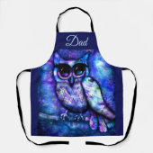 Whimsical Abstract Uil Big-Eyed Blue Paarse Schort (Voorkant)