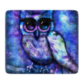 Whimsical Abstract Uil Big-Eyed Blue Paarse Snijplank (Voorkant)