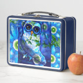 Whimsical Abstract Uil Blauw Groen Bloemen (In situ)