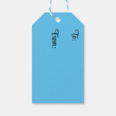 Whimsical Abstract Uil Blauw Groen Bloemen Cadeaulabel (Achterkant)