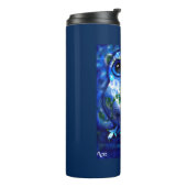 Whimsical Abstract Uil Blauw Groen Bloemen Thermosbeker (Gedraaid links)