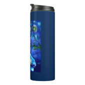 Whimsical Abstract Uil Blauw Groen Bloemen Thermosbeker (Geroteerd rechts)