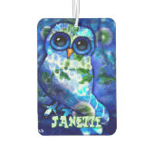 Whimsical Abstract Uil Blauw Groen Gepersonaliseer Luchtverfrisser (Achterkant)