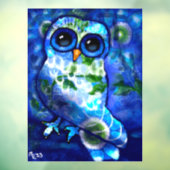 Whimsical Abstract Uil Blauw Groen Venster Cling Raamsticker (Vel 3)