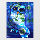 Whimsical Abstract Uil Blauw Groen Venster Cling Raamsticker (Vel)