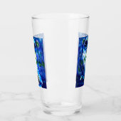 Whimsical Abstract Uil Floral Blauw Groen Glas (Links)