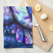 Whimsical Abstract Uil Grote Ogen Blauw Paars Theedoek (Quarter Fold)