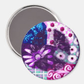 Whimsical Abstract Vredesteken Bloemen Paarse Roze Magneet (Voorkant / Achterkant)