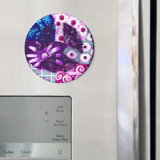 Whimsical Abstract Vredesteken Bloemen Paarse Roze Magneet (Insitu (Koelkast))