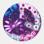 Whimsical Abstract Vredesteken Bloemen Paarse Roze Magneet (Voorkant)