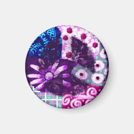 Whimsical Abstract Vredesteken Bloemen Paarse Roze Magneet